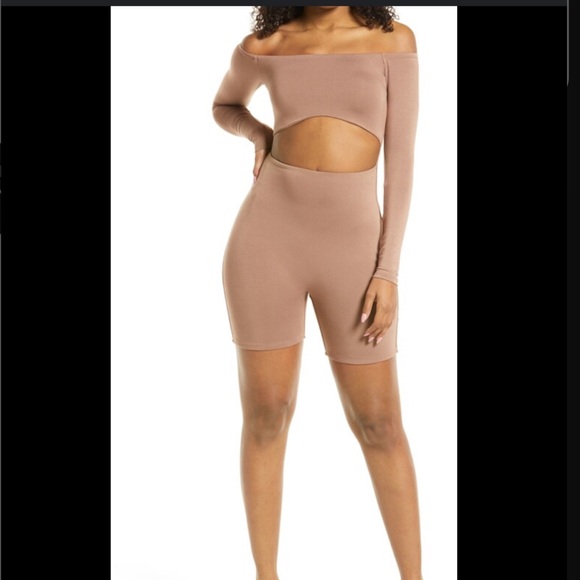Naked Wardrobe Cutout Off The Shoulder Romper Long Sleeve - Picture 4 of 4